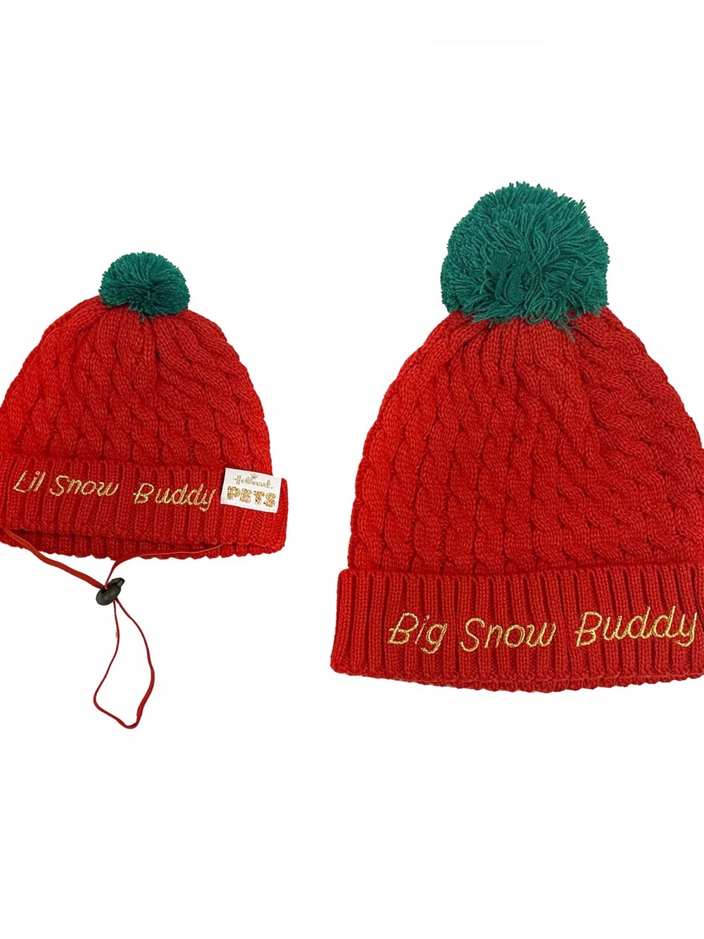 Hallmark Pets Red Knit Pom Pom Hat 2-piece set*